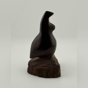 Vintage Hand Carved Wood Quail Bird Figurine Sculpture Rustic Decor